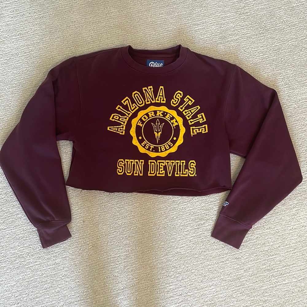 Arizona State Maroon Cropped Sweater, size XS